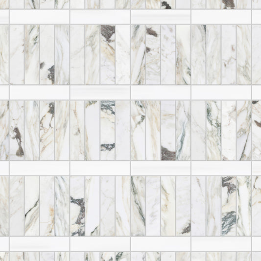 2.25" x 9" CALACATTA MONET BRUSHED & PILLOWED EDGE