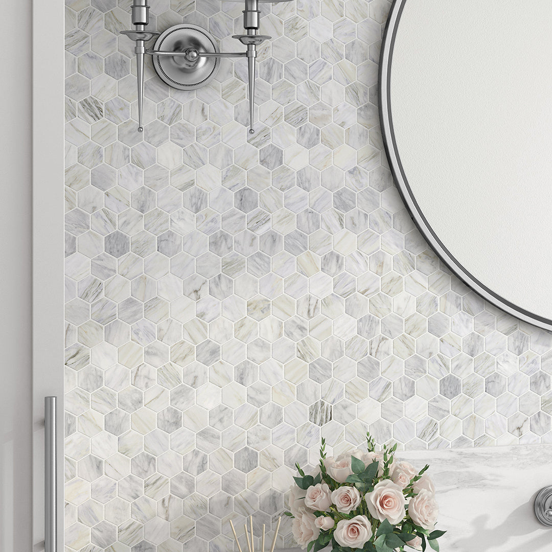 4CM HEXAGON CALACATTA MANHATTAN HONED